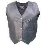 Женский кожаный жилет с плетенкой Lambskin