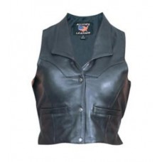 Женский кожаный жилет с воротником Naked Cowhide