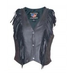 Женский кожаный жилет с бахромой Naked Cowhide